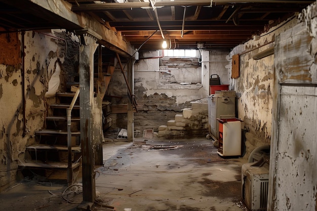 Photo old spacious basement interior generative ai