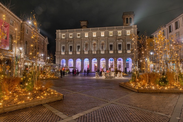 Old square illuminated for Christmas