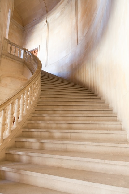 Old staircase made of pure white marble