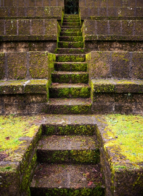 Old stone construction covered with green moss