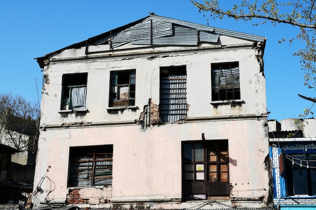 Old stone house Windows without glass Abandoned house