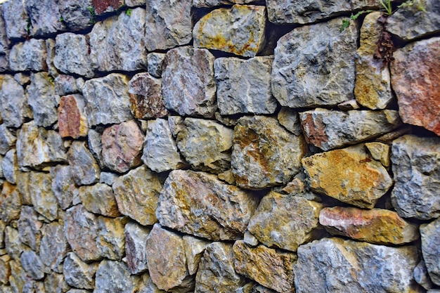 An old stone wall close up The Northern Way of St James Spain