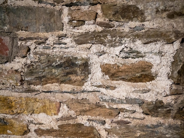 Old stone wall pattern close view background ancient bricks surface