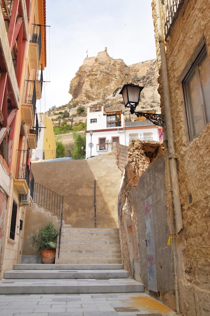 Old street in Alicante, Spain