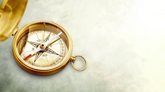 Old style brass compass on desk