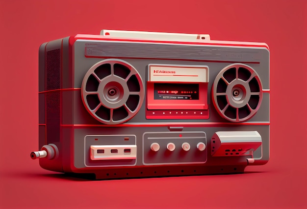 Old tape recorder on a red background