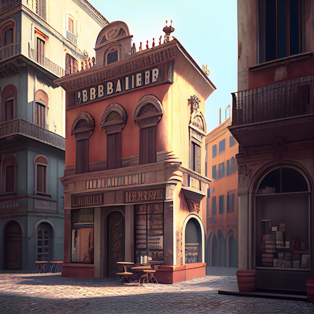 The old town of Bologna Italy 3D rendering