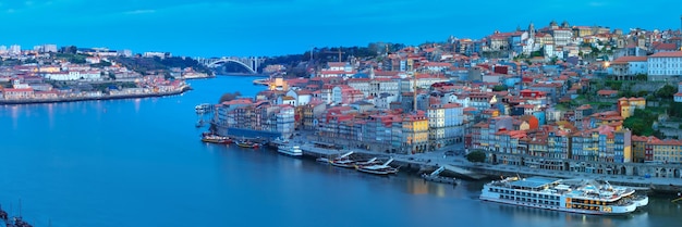 Old town and Douro river in Porto, Portugal.