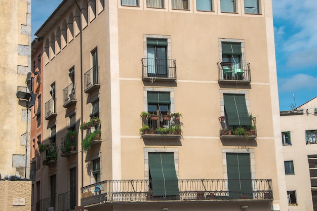 old town of Girona.  Catalonia.  Historical architecture.