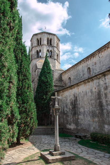 old town of Girona.  Catalonia.  Historical architecture.