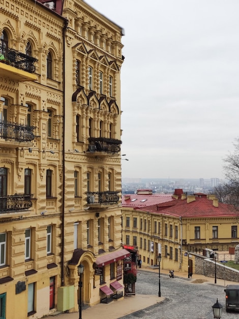 Old town Kyiv podil houses beautiful architecture ukraine