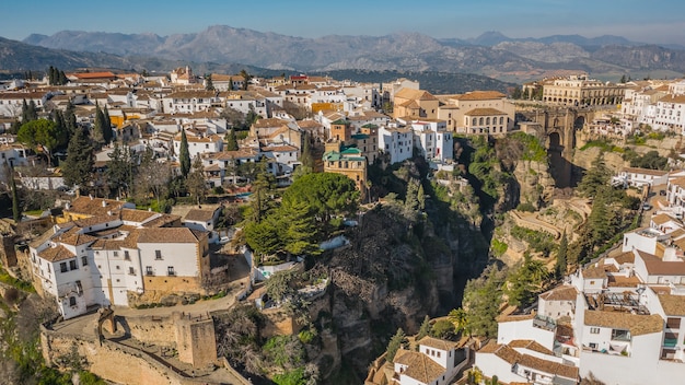 Old town of Ronda in Spain. Aerial view