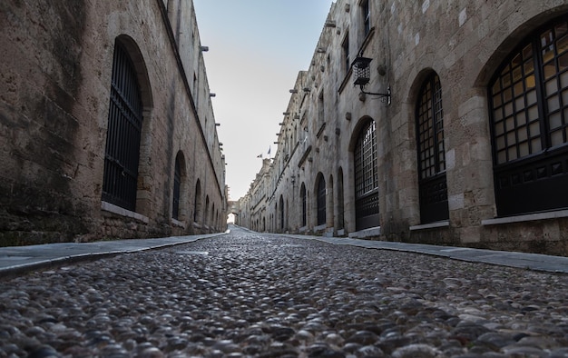 Old town streets and buildings Rhodes Greece