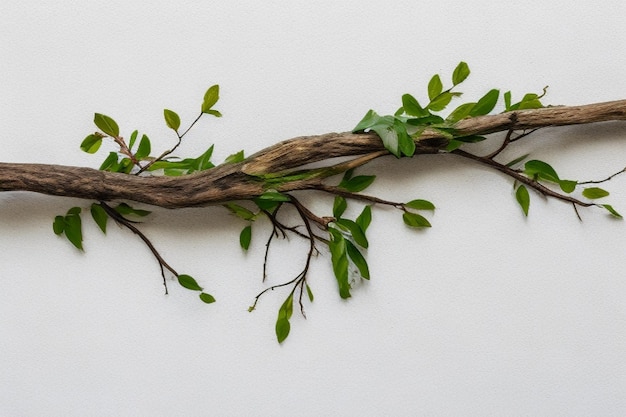 Old tree branch on white background