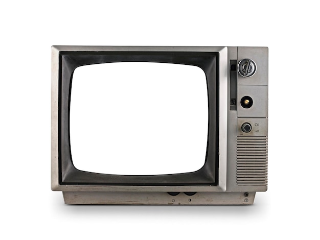 Old tv on white background isolated