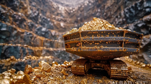 Photo the old underground tunnel of the gold mine gold mining in the mine