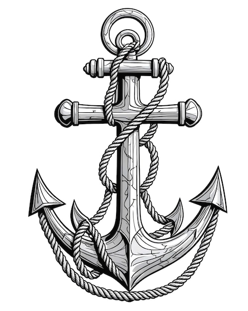 Photo old vintage anchor hand drawing style