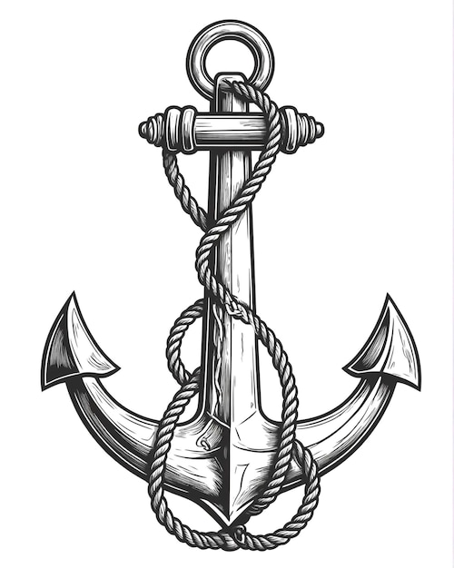 Photo old vintage anchor hand drawing style