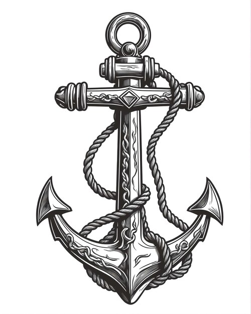 Old vintage anchor hand drawing style