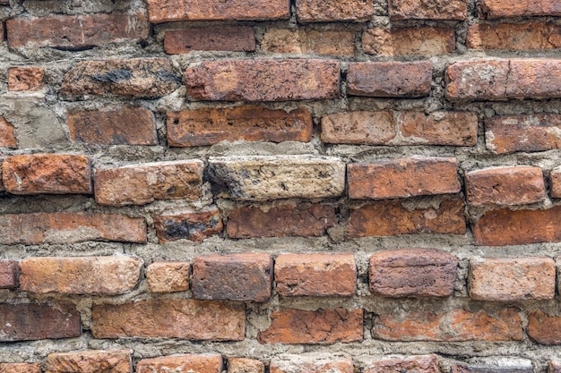 Old vintage orange brick wall background texture.