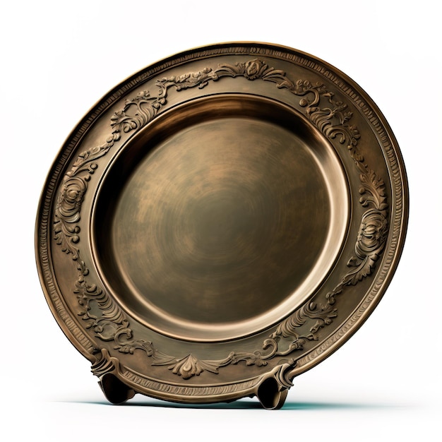 Old Vintage plate from bronze and gold