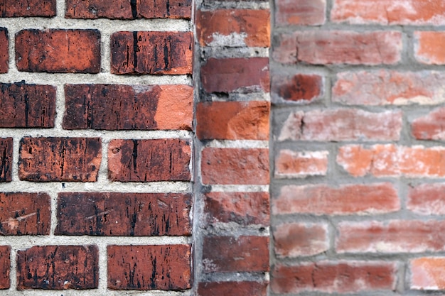 Old vintage red brick wall. Abstract architectural loft background.