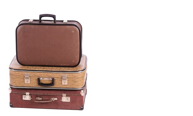 Old vintage suitcases isolated