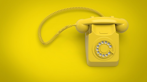 Old vintage yellow telephone mockup