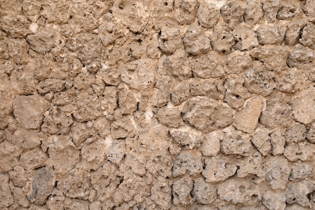 An old wall made from stonws and clay. Textured wall for  background