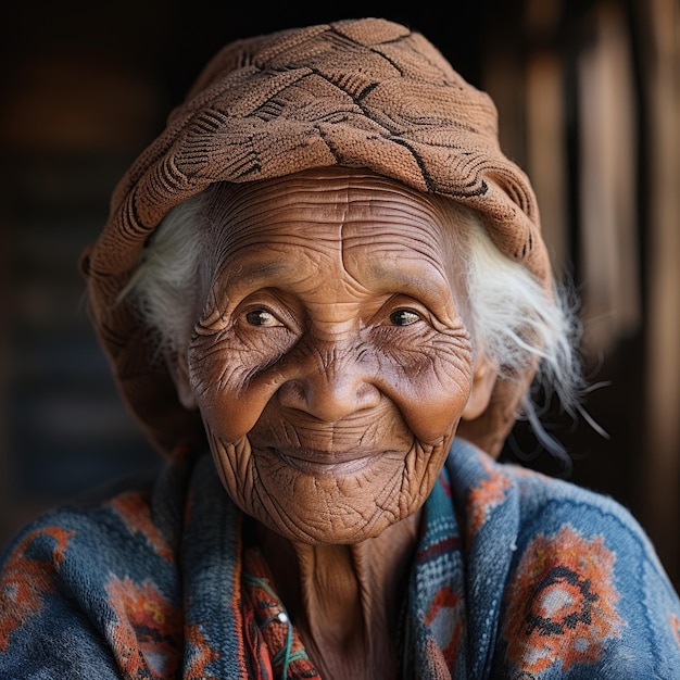 an old woman smiling for the camera