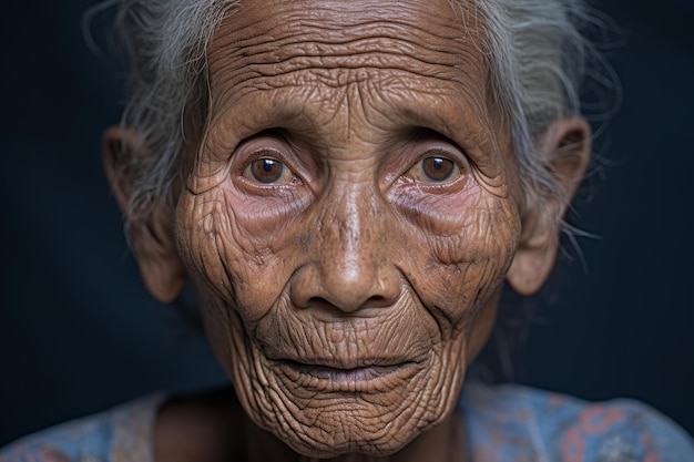 an old woman with wrinkles on her face