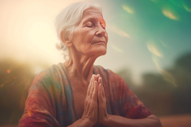 Old woman yoga Energy enjoy fit Generate Ai