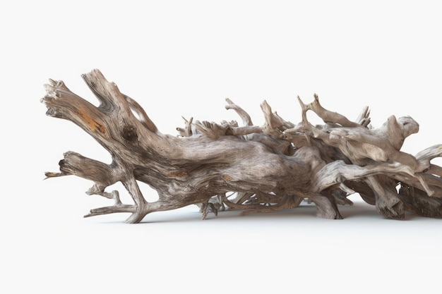 Old wood in a drift on a white background