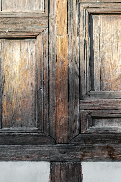 Old wood window with aged wallold abandoned house in Asian