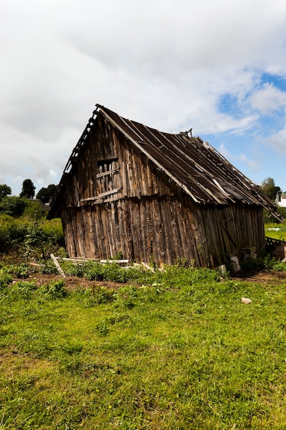 Old wooden abandoned house.It located in the countryside. Belarus.