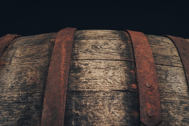 Photo old wooden barrel background close up