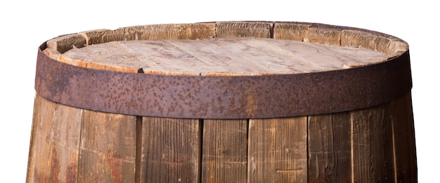 Old wooden barrel isolated on white background