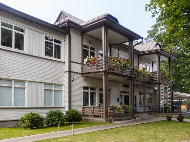 Old wooden buildings on the streets 