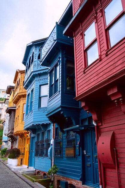 Old wooden colorful houses in Kuzguncuk districtIstanbul Turkey