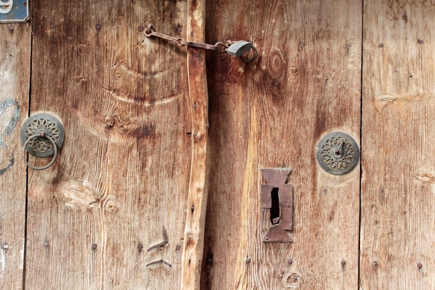 Old wooden door in the village