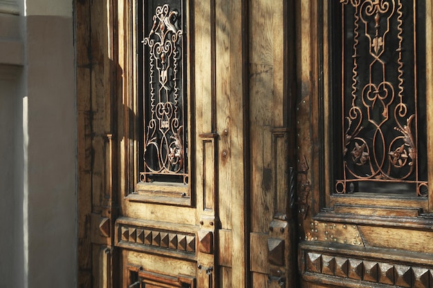 Old wooden doors in beautiful old city