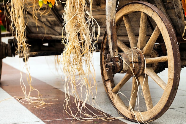 Old Wooden Horse Cart Carriage Wheels  Vintage Photo