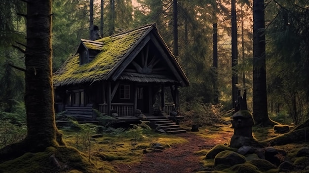 Old wooden house in the forest