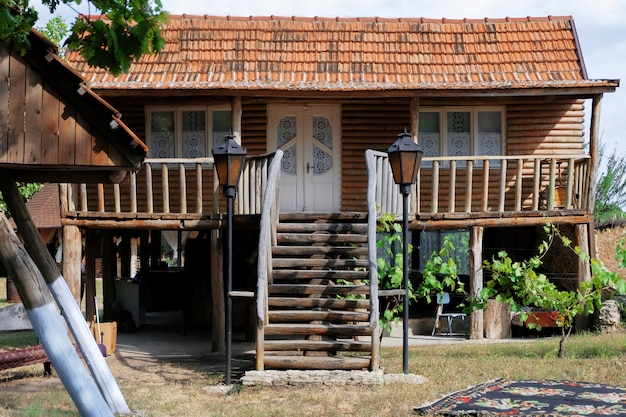 Old wooden house in a village