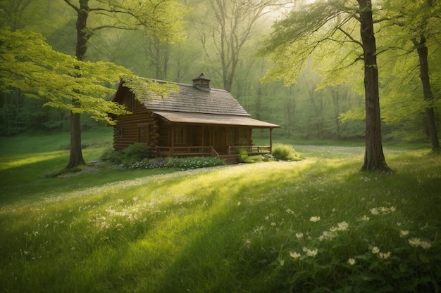 old wooden house in the woods