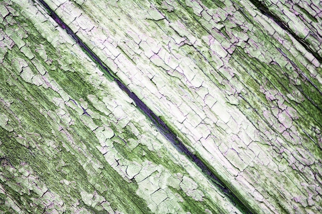 Old wooden planks with peeling paint. Background for design. Old board. effect of weather on wood.