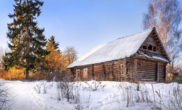 Old wooden residential building in the town of Vereya