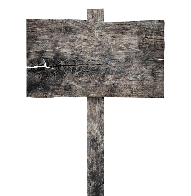 Old wooden sign isolated on white background