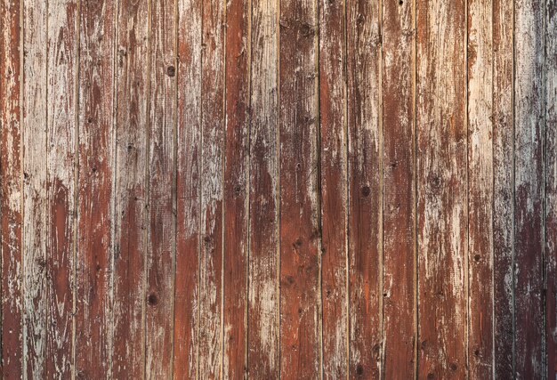 Photo old wooden wall, brown painted, outdoor weathered