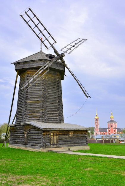 Old wooden windmills in the park